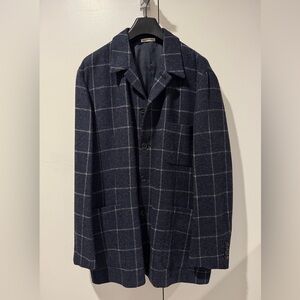 Hermes Men's 100% Wool Button Front Jacket In Navy, US42/EU52